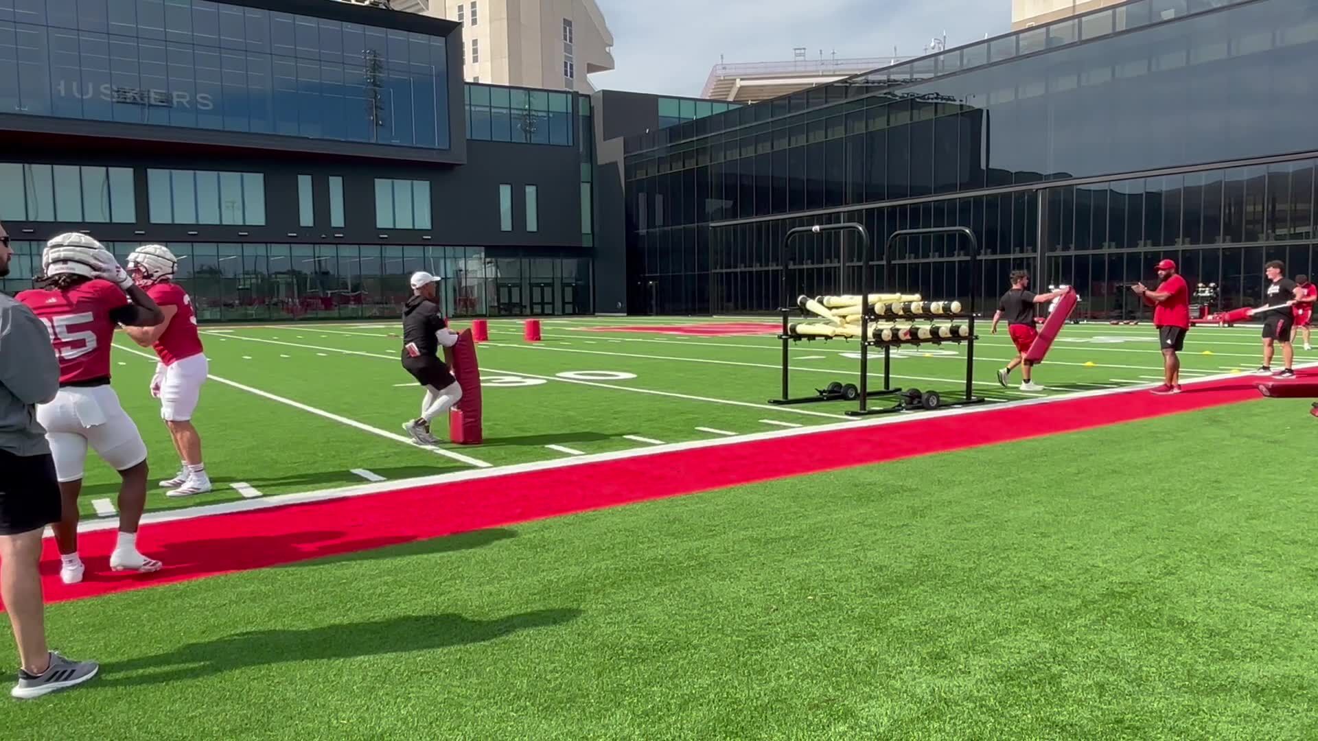 Nebraska running back drills at Huskers' open practice, August 12